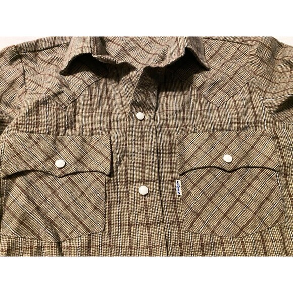 VTG Levi's Plaid Western Shirt Pearl Snap Youth Small Boys 8-10 Rodeo Korea GUC - Picture 5 of 16